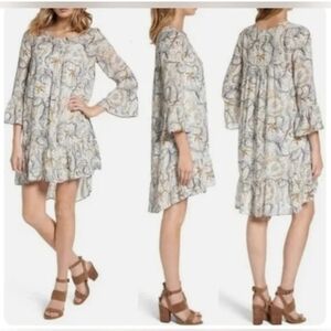 Hinge Floral Ruffle Babydoll Slip Dress White L